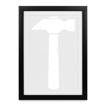 Icône Hammer Tool Minimaliste - Affiche encadrée (27 × 37 cm) - noir - Devant