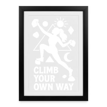 Escalade géométrique de femmes en bloc - Affiche encadrée (27 × 37 cm) - noir - Devant
