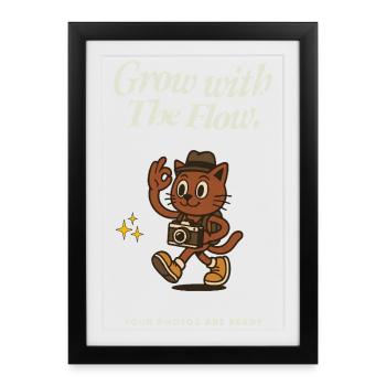 Grandir avec le courant – Caméra pour chat - Affiche encadrée (27 × 37 cm) - noir - Devant