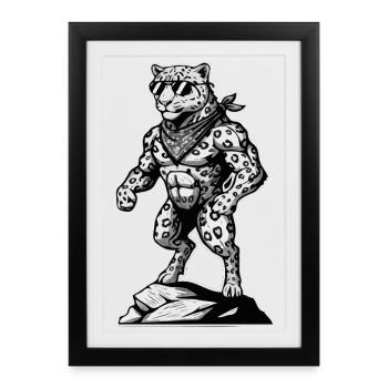 Randonneurs Alpinistes Tigre léopard des montagnes - Affiche encadrée (27 × 37 cm) - noir - Devant