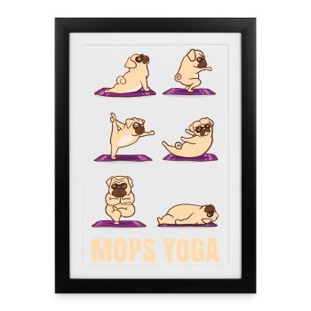 Carlin, Yoga, Méditation, Entraînement au Yoga pour Chiens Carlins - Affiche encadrée (27 × 37 cm) - noir - Devant