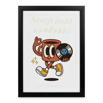 Steep into Calm Tea Motif - Framed poster (27 × 37 cm) - black - Front