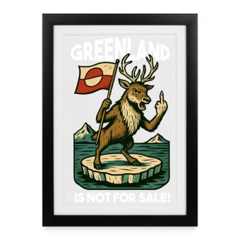 Greenland Is Not For Sale Reindeer Caribou - Framed poster (27 × 37 cm) - black - Front
