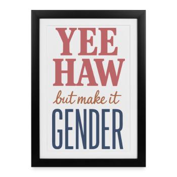 Funny Pronoun Yee Haw T-shirt Cowboy Humor - Framed poster (27 × 37 cm) - black - Front