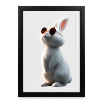 Lapin de montagne Lièvre arctique Labiin albinos Lapin blanc - Affiche encadrée (27 × 37 cm) - noir - Devant