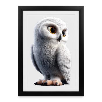 Snowy Owl White Owl Owl Owl Owl Snow Owl - Framed poster (27 × 37 cm) - black - Front