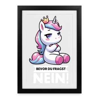 Before you ask No Unicorn Unicorns Unicorn Fan - Framed poster (27 × 37 cm) - black - Front