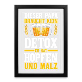 Bière, fête des pères, papa, papa - Affiche encadrée (27 × 37 cm) - noir - Devant