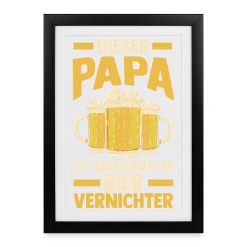 Bière, fête des pères, papa, papa - Affiche encadrée (27 × 37 cm) - noir - Devant