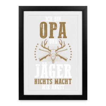 Opa Großvater Jagd Jagen Waidmann Jäger - Gerahmtes Poster (27 × 37 cm) - Schwarz - Vorne