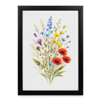 Jardin de fleurs sauvages vintage Flower Women - Affiche encadrée (27 × 37 cm) - noir - Devant