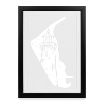 Amrum Silhouette du phare de la mer du Nord Grunge - Affiche encadrée (27 × 37 cm) - noir - Devant