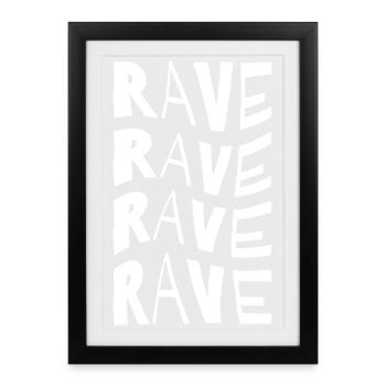 Rave Repeat Typography - Framed poster (27 × 37 cm) - black - Front