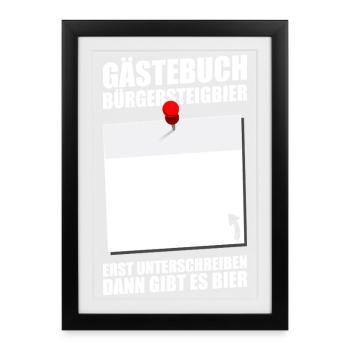 Gästebuch Bürgersteigbier Ortskontrollfahrt OKF - Gerahmtes Poster (27 × 37 cm) - Schwarz - Vorne
