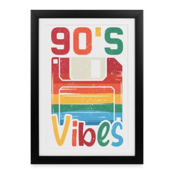 90s Vibes Cassette Retro - Framed poster (27 × 37 cm) - black - Front