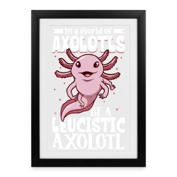 Soyez un axolotl leucistique - Affiche encadrée (27 × 37 cm) - noir - Devant