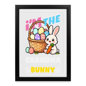 Joyeuse Pâques, douce chasse aux œufs du lapin, œufs de Pâques - Affiche encadrée (27 × 37 cm) - noir - Devant