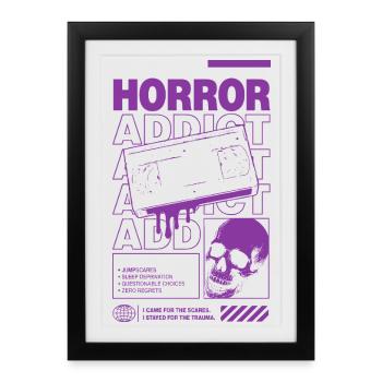 Horror Addict VHS Aesthetic Skull - Framed poster (27 × 37 cm) - black - Front