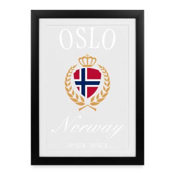 Oslo Norway Coat of Arms Crown – Travel Souvenir - Framed poster (27 × 37 cm) - black - Front