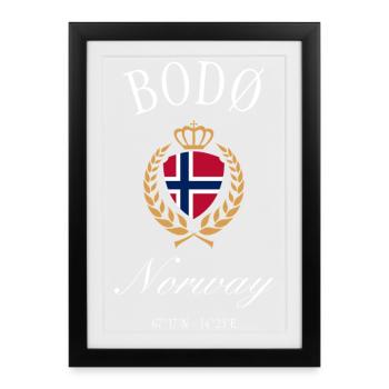 Bodø Norway Coat of Arms Crown – Travel Souvenir - Framed poster (27 × 37 cm) - black - Front
