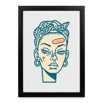 Visage féminin #7 - Affiche encadrée (27 × 37 cm) - noir - Devant