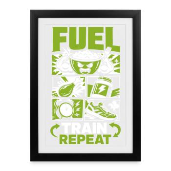 Entraînement de carburant : Fitness répété - Affiche encadrée (27 × 37 cm) - noir - Devant