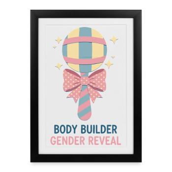 Révélation de sexe Bodybuilder Baby Shower Équipe Girl - Affiche encadrée (27 × 37 cm) - noir - Devant