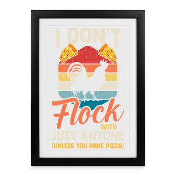 Farmer Rooster Flock Poulet Pizza - Affiche encadrée (27 × 37 cm) - noir - Devant