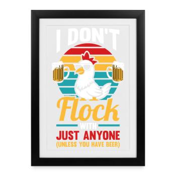 Farmer Rooster Flock Volaille Bière Poulet - Affiche encadrée (27 × 37 cm) - noir - Devant