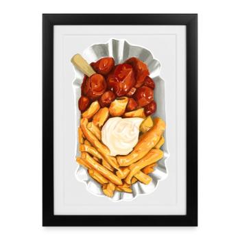 Frites de currywurst – Mon motif préféré de la marmite - Affiche encadrée (27 × 37 cm) - noir - Devant