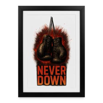 Motif de la boîte Never Down - Affiche encadrée (27 × 37 cm) - noir - Devant