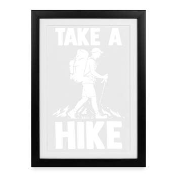 Hiking Mountain Trail Backpacking Outdoors Poaching - Framed poster (27 × 37 cm) - black - Front