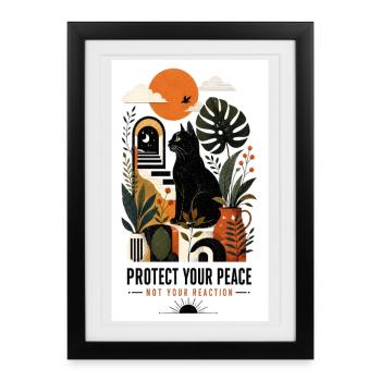 Protection of your peace of mind – reaction free - Framed poster (27 × 37 cm) - black - Front