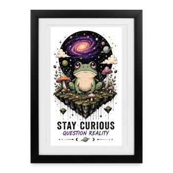 Cosmos frog on floating island - Framed poster (27 × 37 cm) - black - Front
