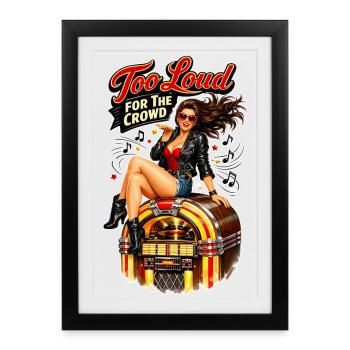 Pin-up rockabilly : trop bruyant pour la foule - Affiche encadrée (27 × 37 cm) - noir - Devant