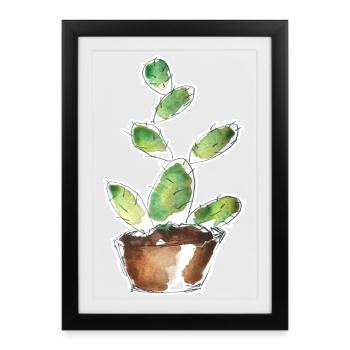 Small green cactus - Framed poster (27 × 37 cm) - black - Front