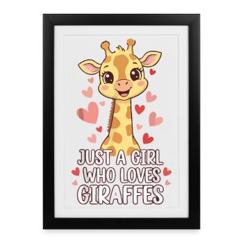 La fille aime les cœurs de girafe - Affiche encadrée (27 × 37 cm) - noir - Devant