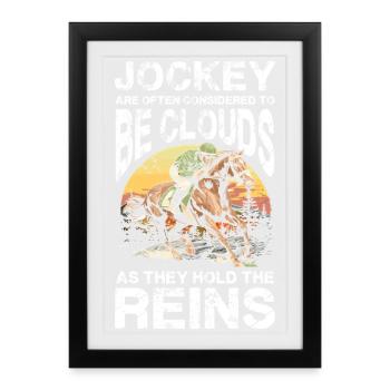Les jockeys sont souvent considérés comme des nuages car ils - Affiche encadrée (27 × 37 cm) - noir - Devant