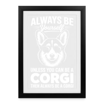 Expressions de cardigan corgi gallois Cadeau drôle de corgi - Affiche encadrée (27 × 37 cm) - noir - Devant