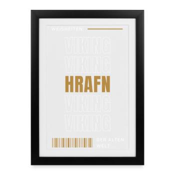 Wikinger - Nordic Typography - Gerahmtes Poster (27 × 37 cm) - Schwarz - Vorne