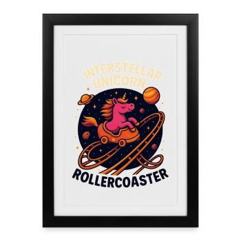 Montagnes russes licorne - Affiche encadrée (27 × 37 cm) - noir - Devant