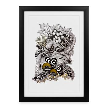 Ornamental Floral Pattern Gold - Framed poster (27 × 37 cm) - black - Front