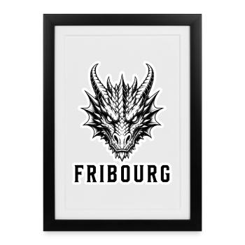 Fribourg Dragon - Gerahmtes Poster (27 × 37 cm) - Schwarz - Vorne