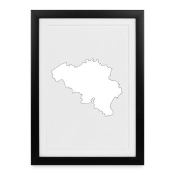 Silhouette du pays belge - Affiche encadrée (27 × 37 cm) - noir - Devant