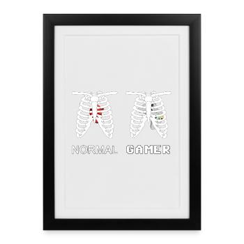 Gamer Anatomy Skeleton 8bit - Framed poster (27 × 37 cm) - black - Front