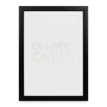 Blague humoristique sur le chat avec un style écrit à la main - Affiche encadrée (27 × 37 cm) - noir - Devant