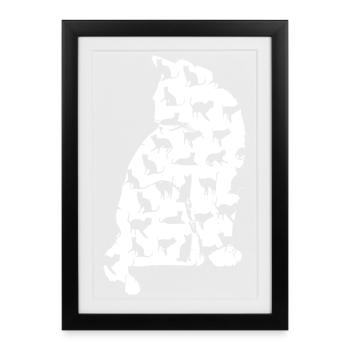 chat chat chat chat chat chatte minette chatte chatte minette - Affiche encadrée (27 × 37 cm) - noir - Devant