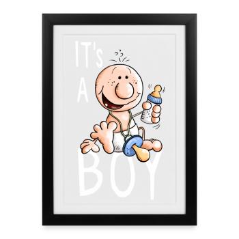 It's a Boy - Boys - Gift - Baby - Babies - Cute - Framed poster (27 × 37 cm) - black - Front