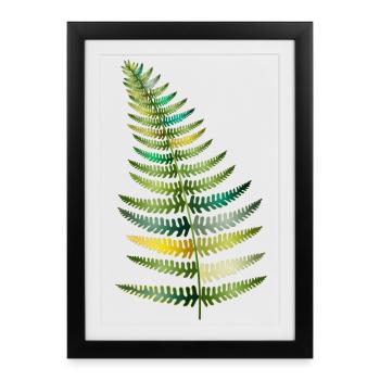delicate shimmering fern in different shades of green - Framed poster (27 × 37 cm) - black - Front