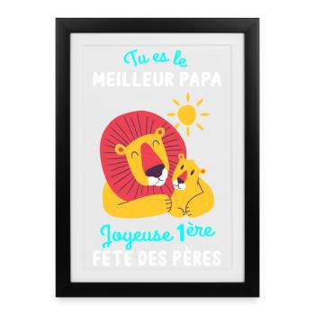 Body bébé meilleur papa première fête des pères - Affiche encadrée (27 × 37 cm) - noir - Devant